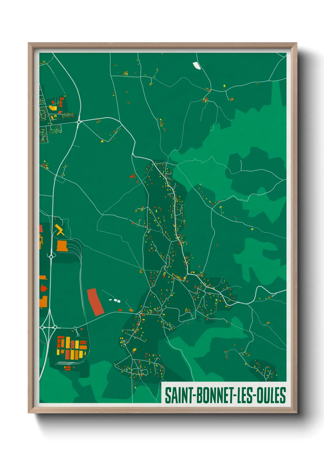 Une affiche de carte sur Saint-Bonnet-les-Oules