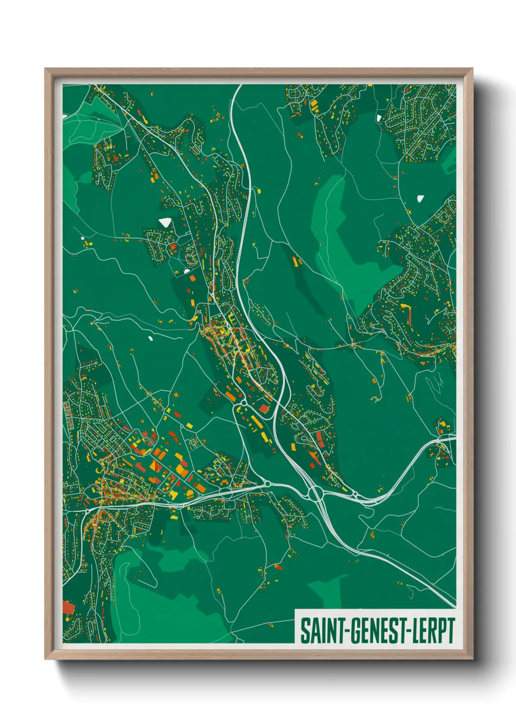 Une affiche de carte sur Saint-Genest-Lerpt