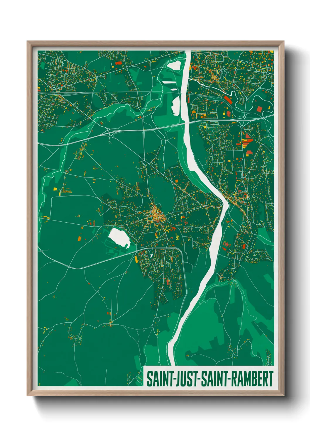 Une affiche de carte sur Saint-Just-Saint-Rambert