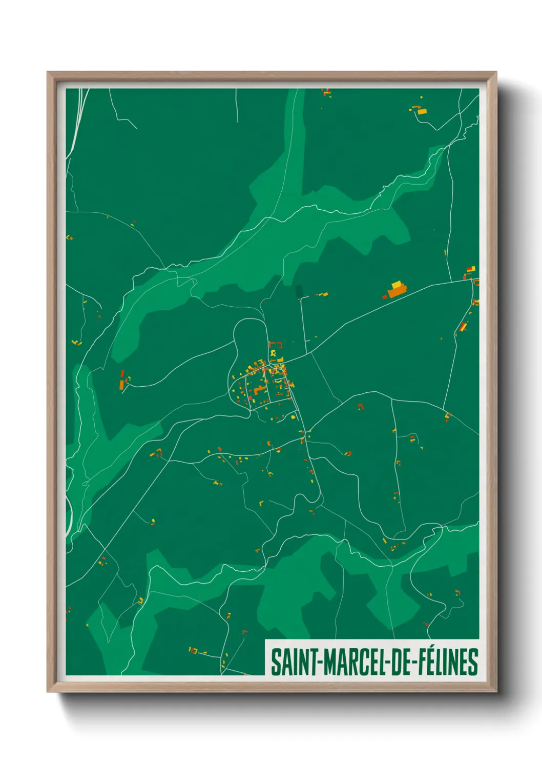 Une affiche de carte sur Saint-Marcel-de-Félines