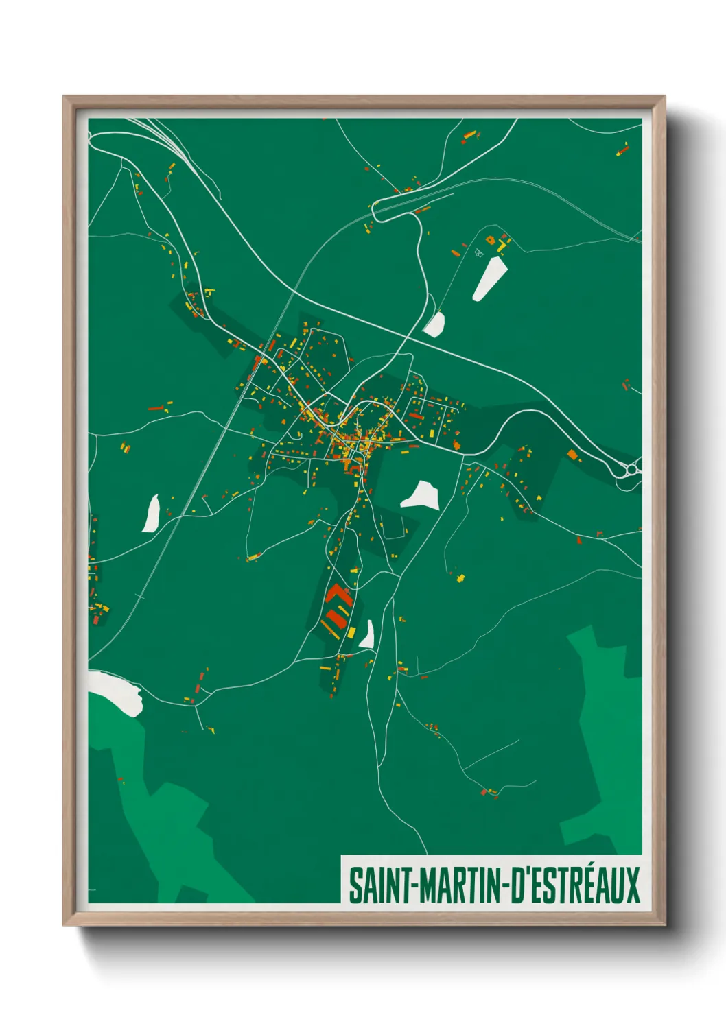 Une affiche de carte sur Saint-Martin-d'Estréaux