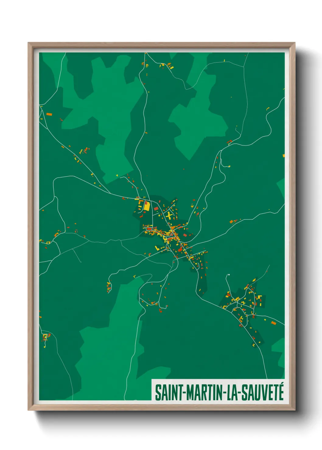 Une affiche de carte sur Saint-Martin-la-Sauveté