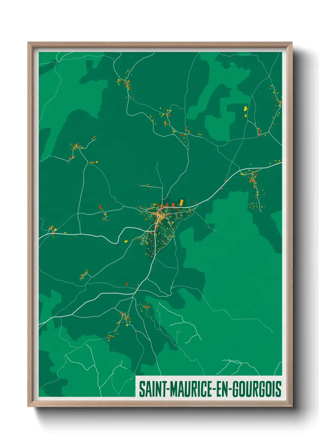 Une affiche de carte sur Saint-Maurice-en-Gourgois