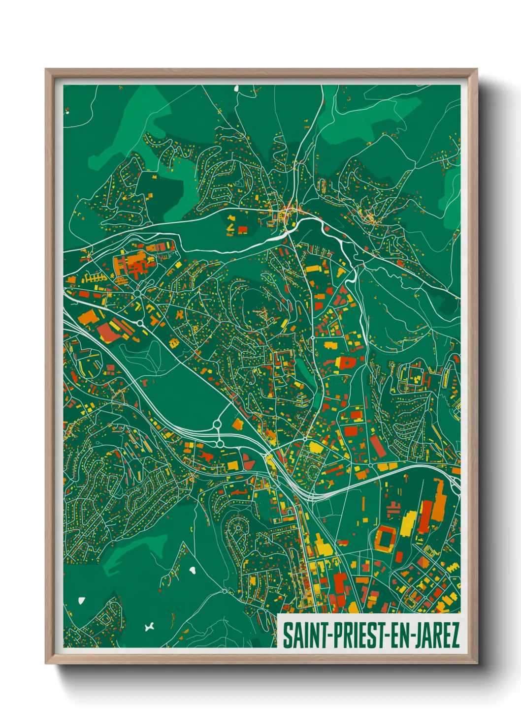 Une affiche de carte sur Saint-Priest-en-Jarez