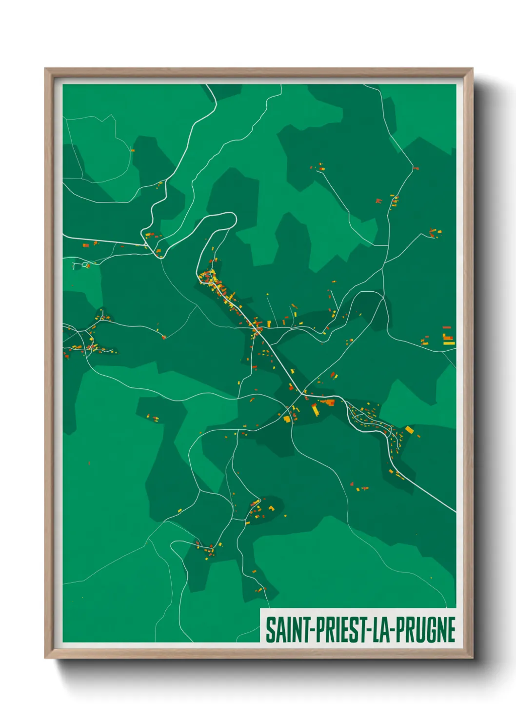 Une affiche de carte sur Saint-Priest-la-Prugne