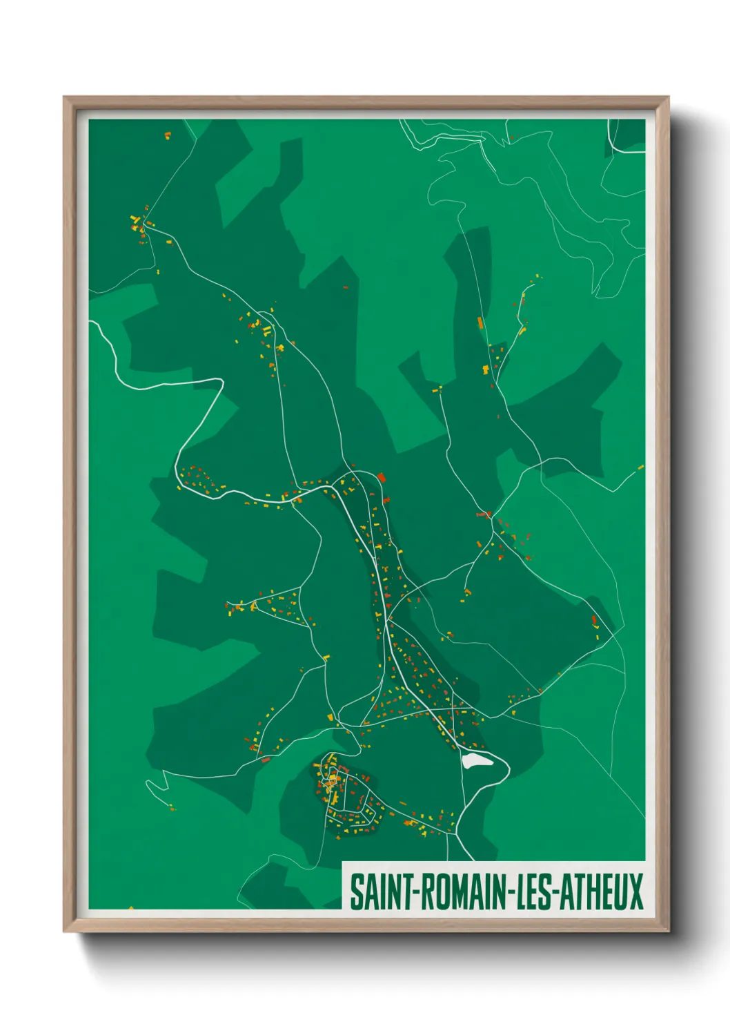 Une affiche de carte sur Saint-Romain-les-Atheux