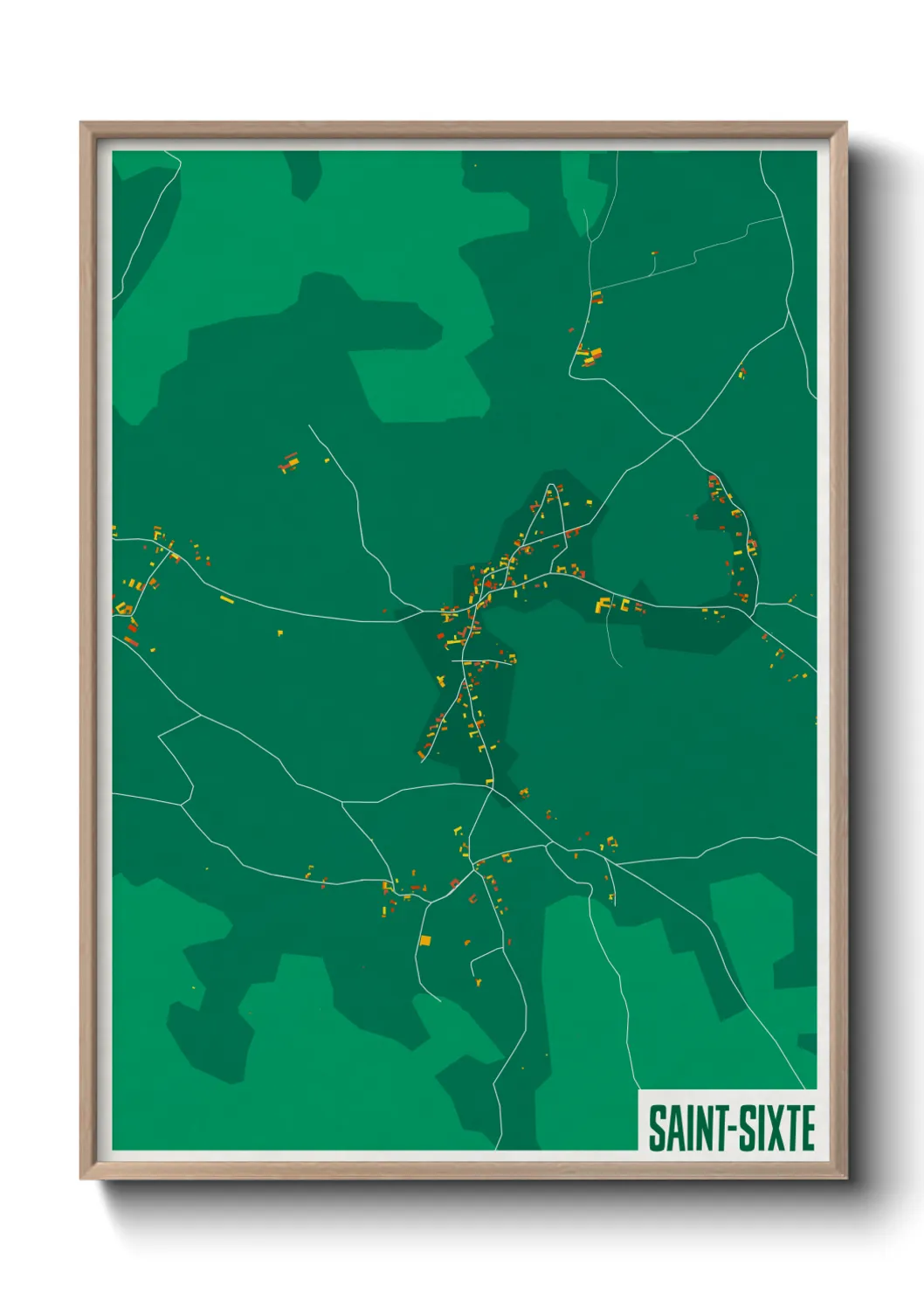 Une affiche de carte sur Saint-Sixte
