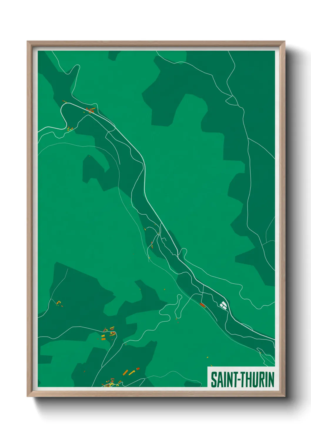 Une affiche de carte sur Saint-Thurin