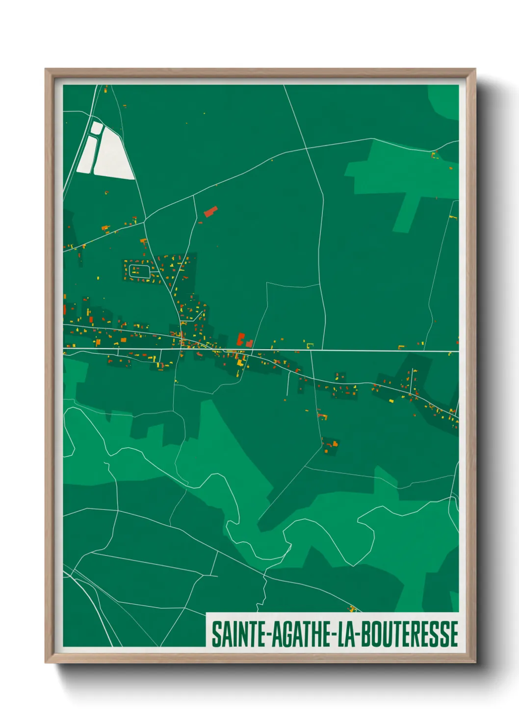 Une affiche de carte sur Sainte-Agathe-la-Bouteresse