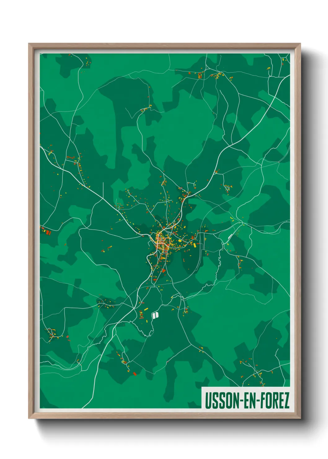 Une affiche de carte sur Usson-en-Forez