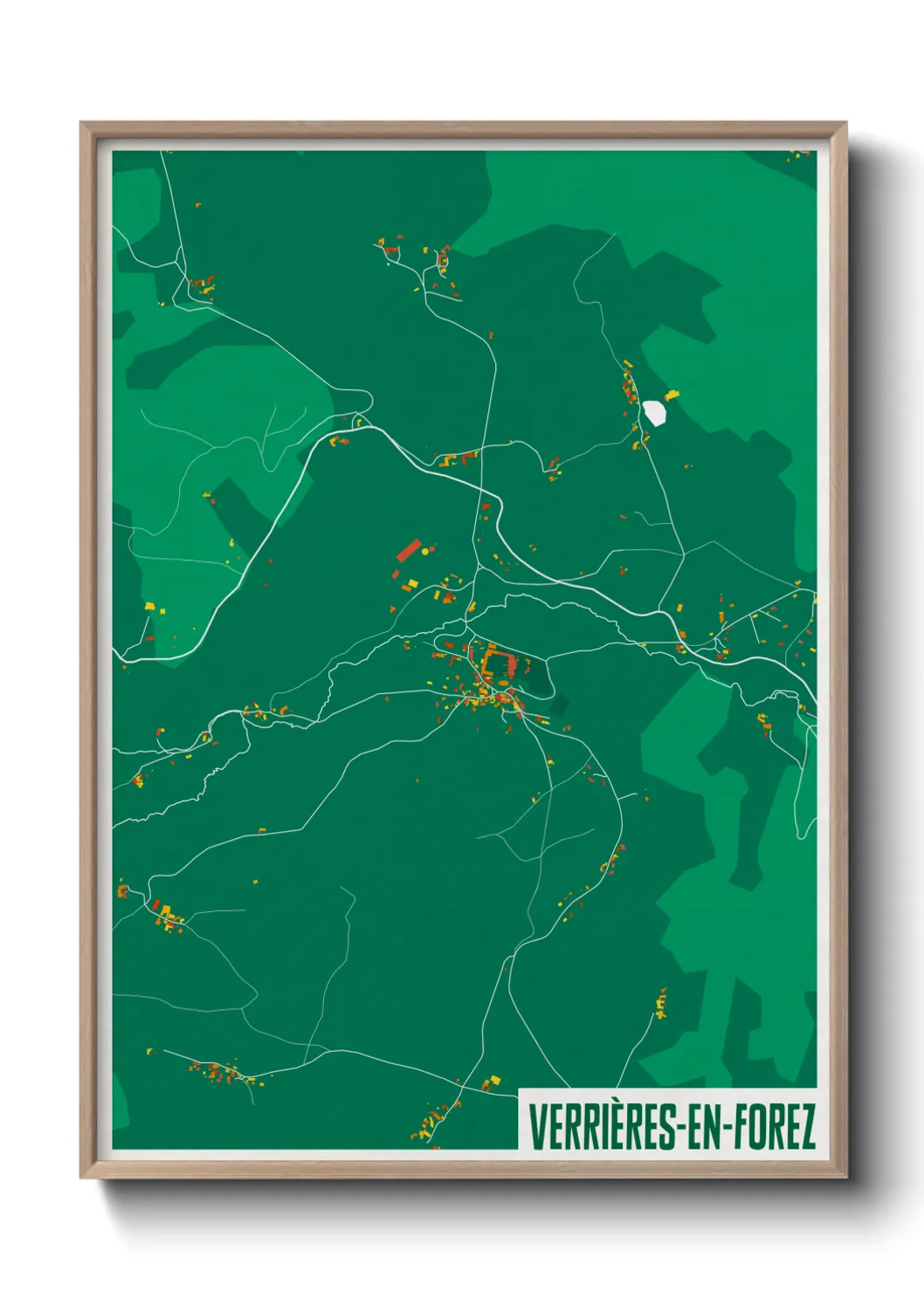 Une affiche de carte sur Verrières-en-Forez