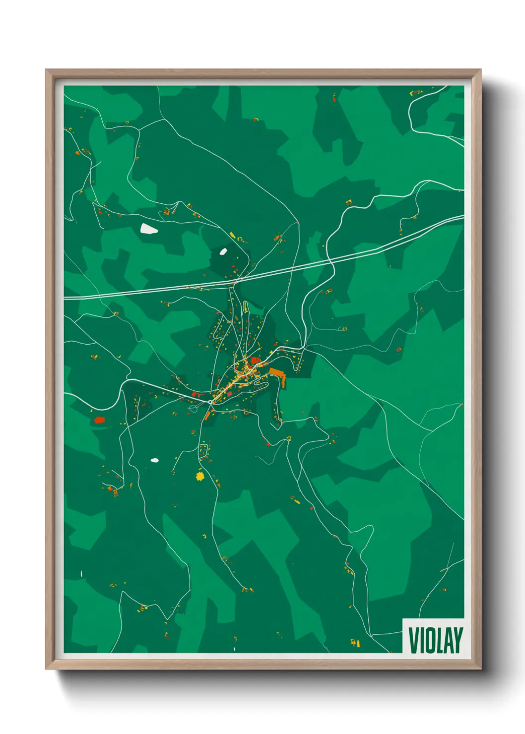 Une affiche de carte sur Violay