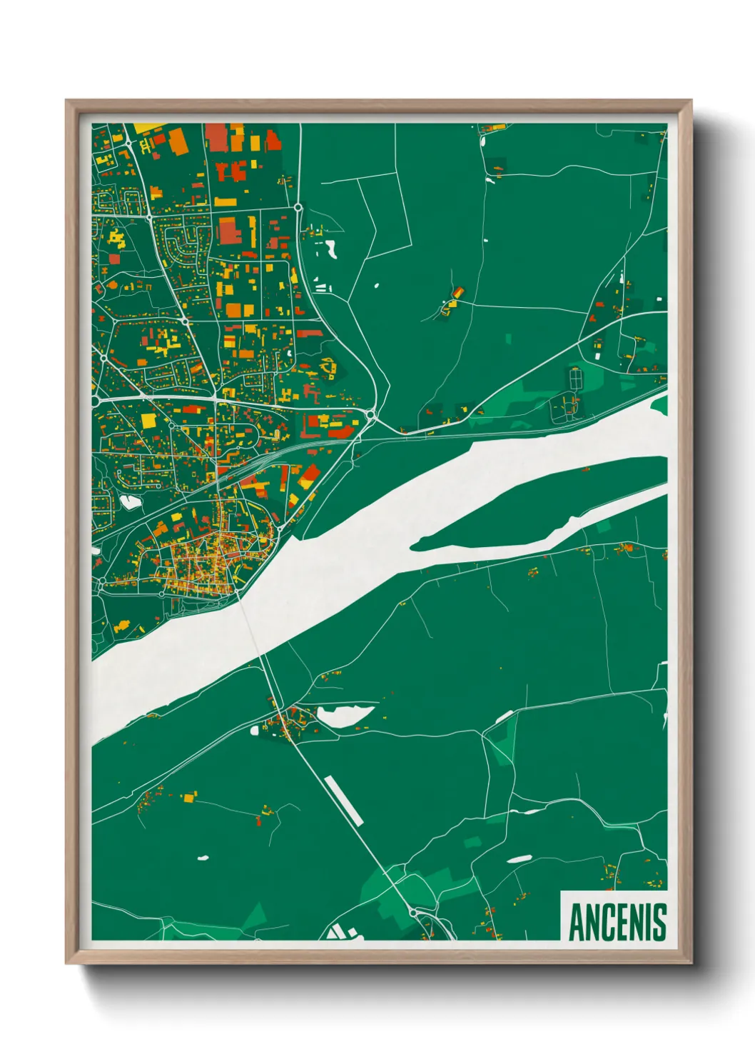 Une affiche de carte sur Ancenis