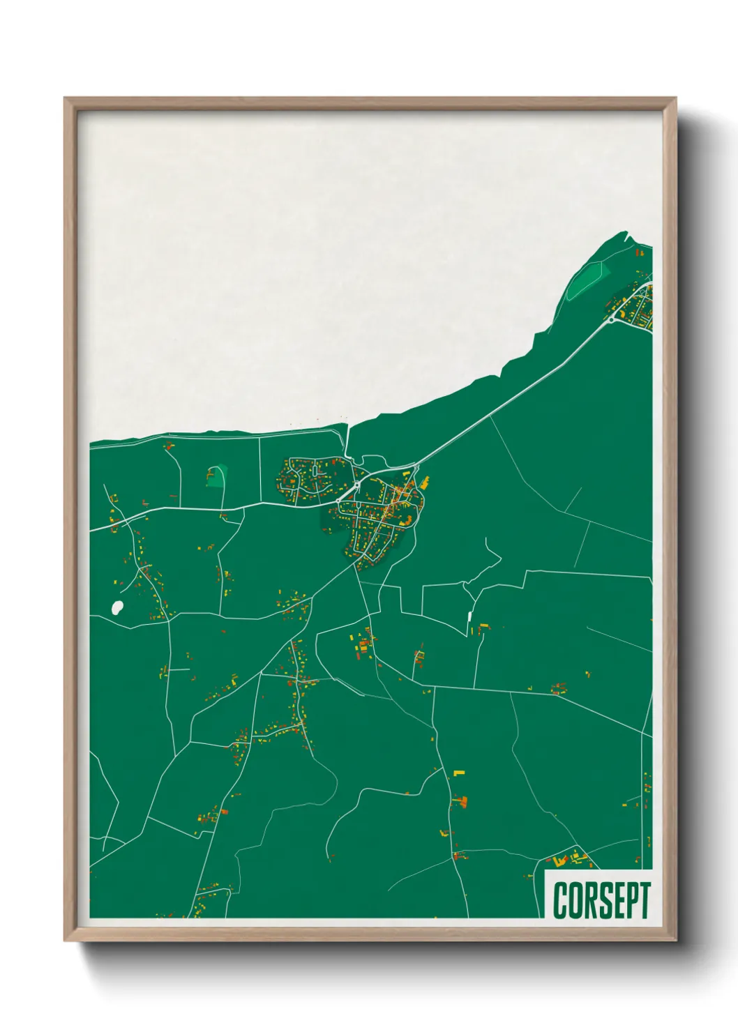 Une affiche de carte sur Corsept