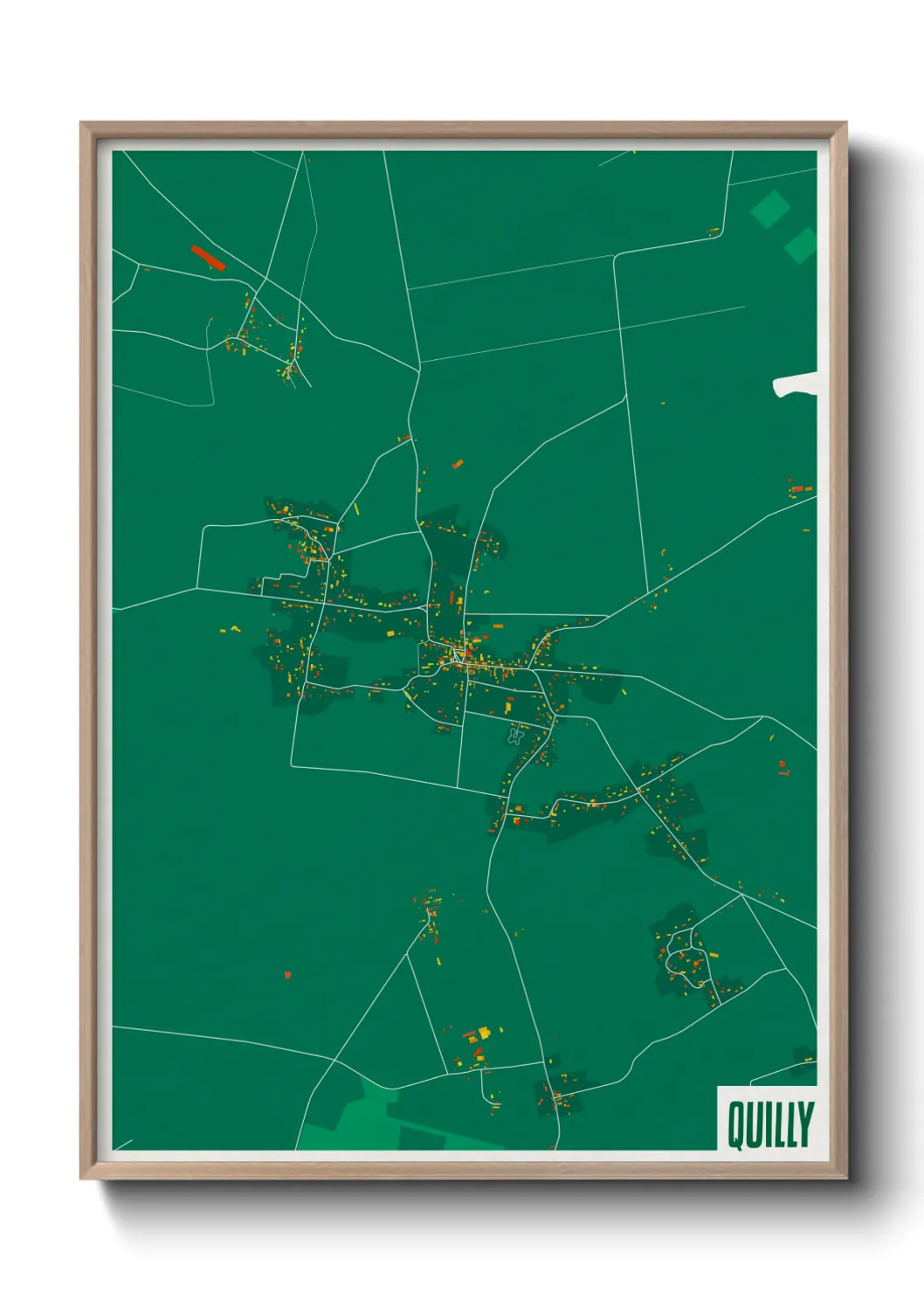 Une affiche de carte sur Quilly