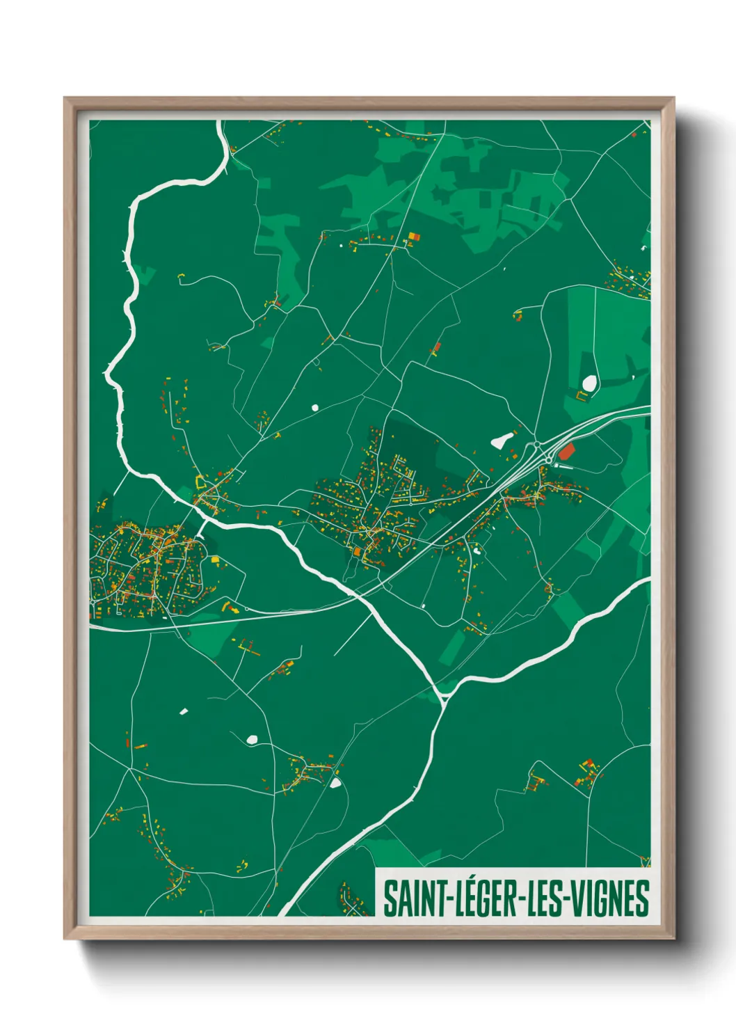 Une affiche de carte sur Saint-Léger-les-Vignes
