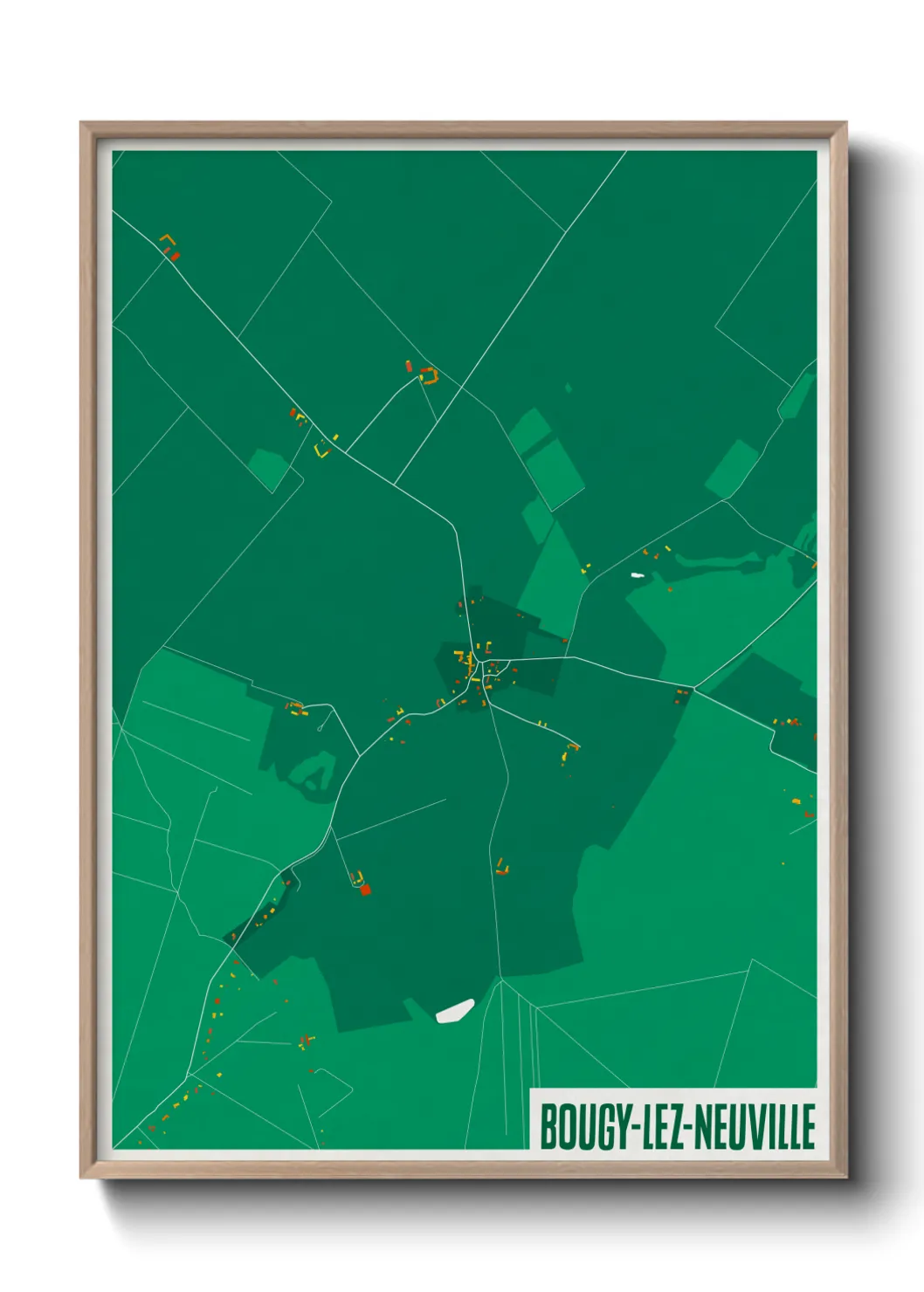 Une affiche de carte sur Bougy-lez-Neuville