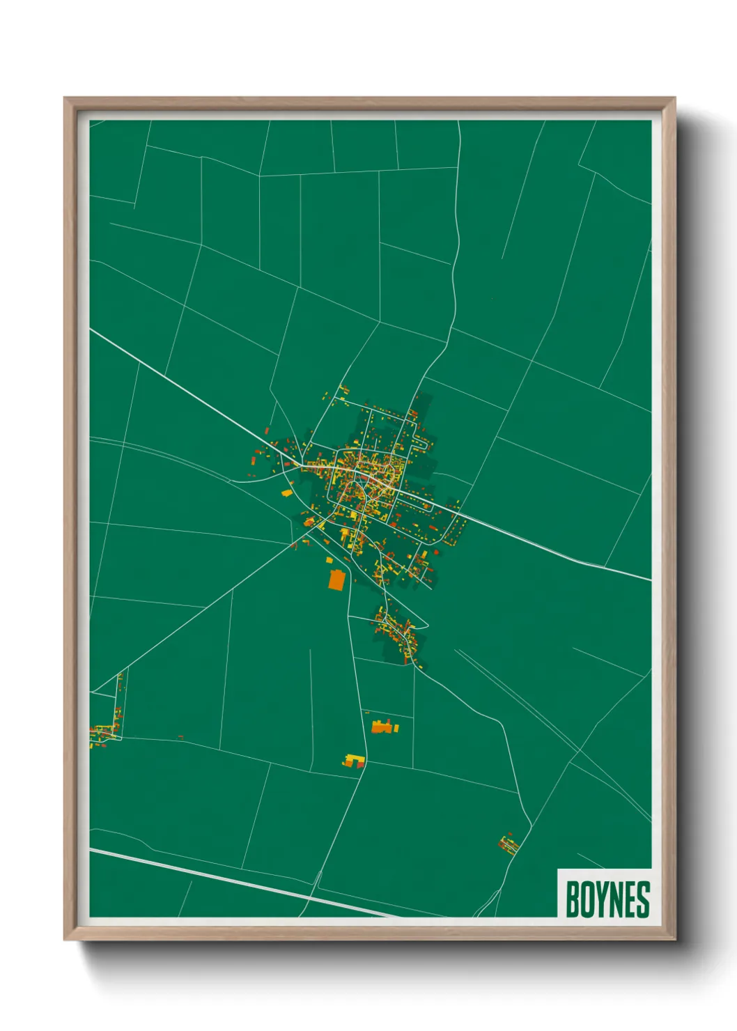 Une affiche de carte sur Boynes