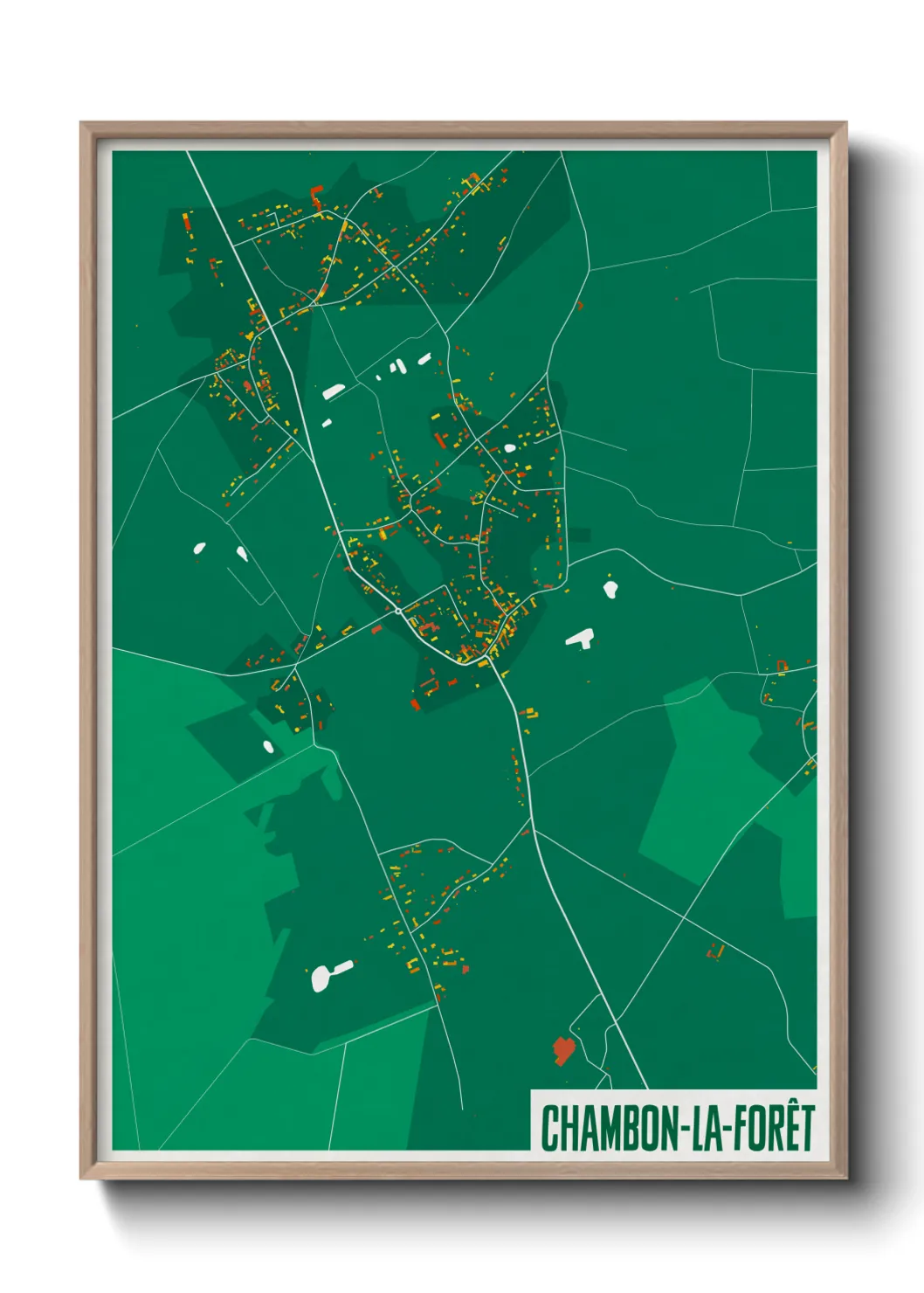 Une affiche de carte sur Chambon-la-Forêt