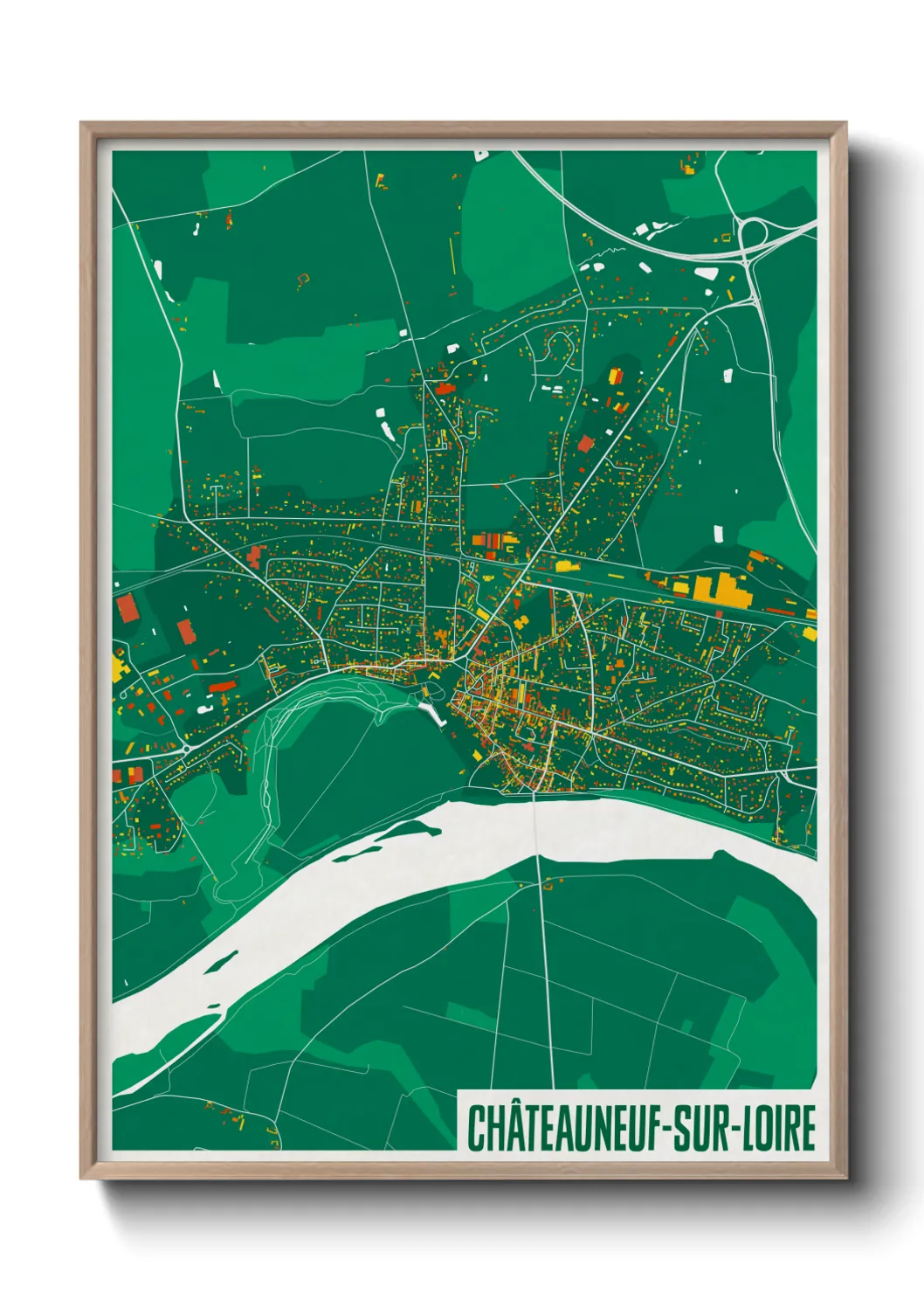 Une affiche de carte sur Châteauneuf-sur-Loire