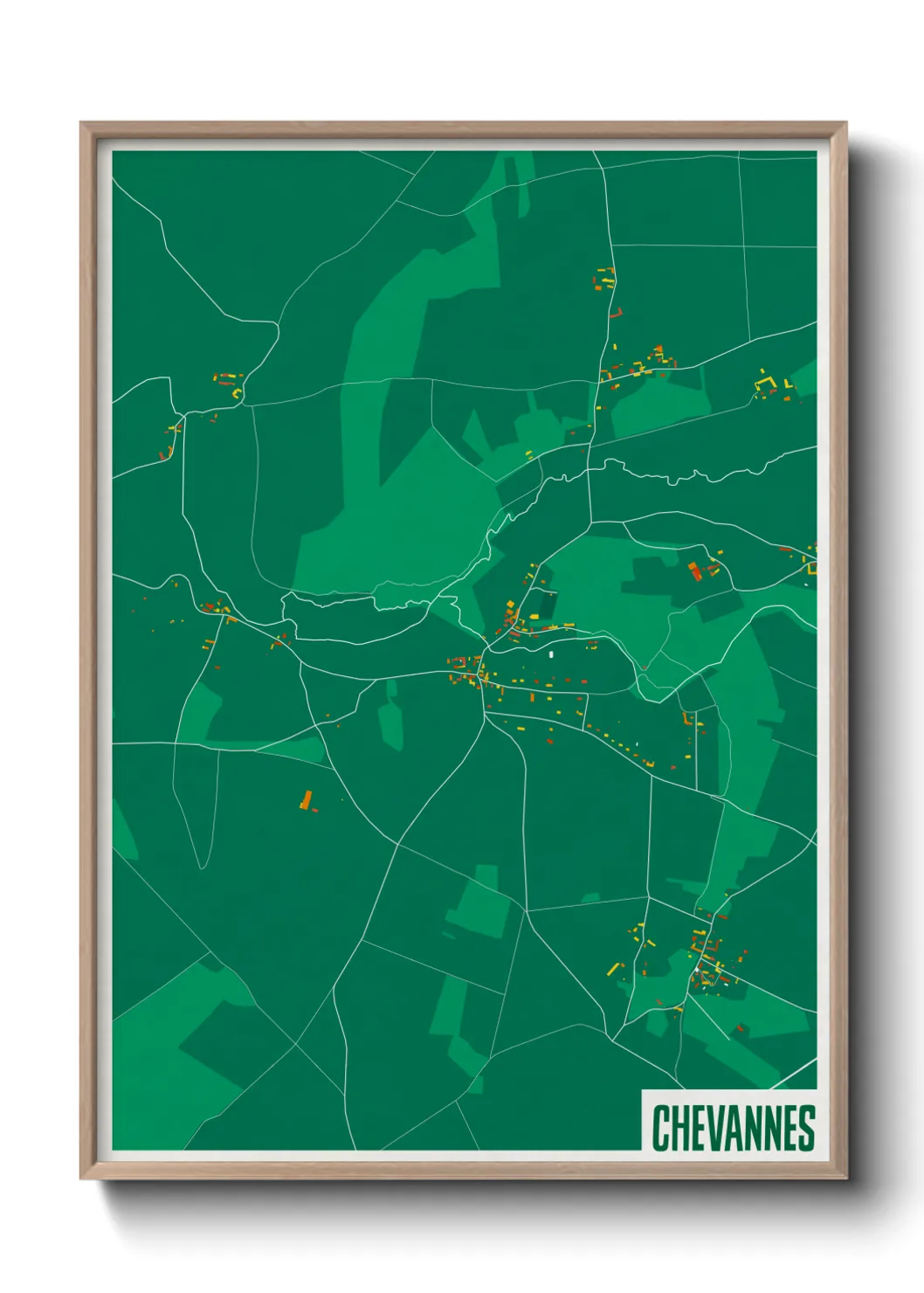 Une affiche de carte sur Chevannes