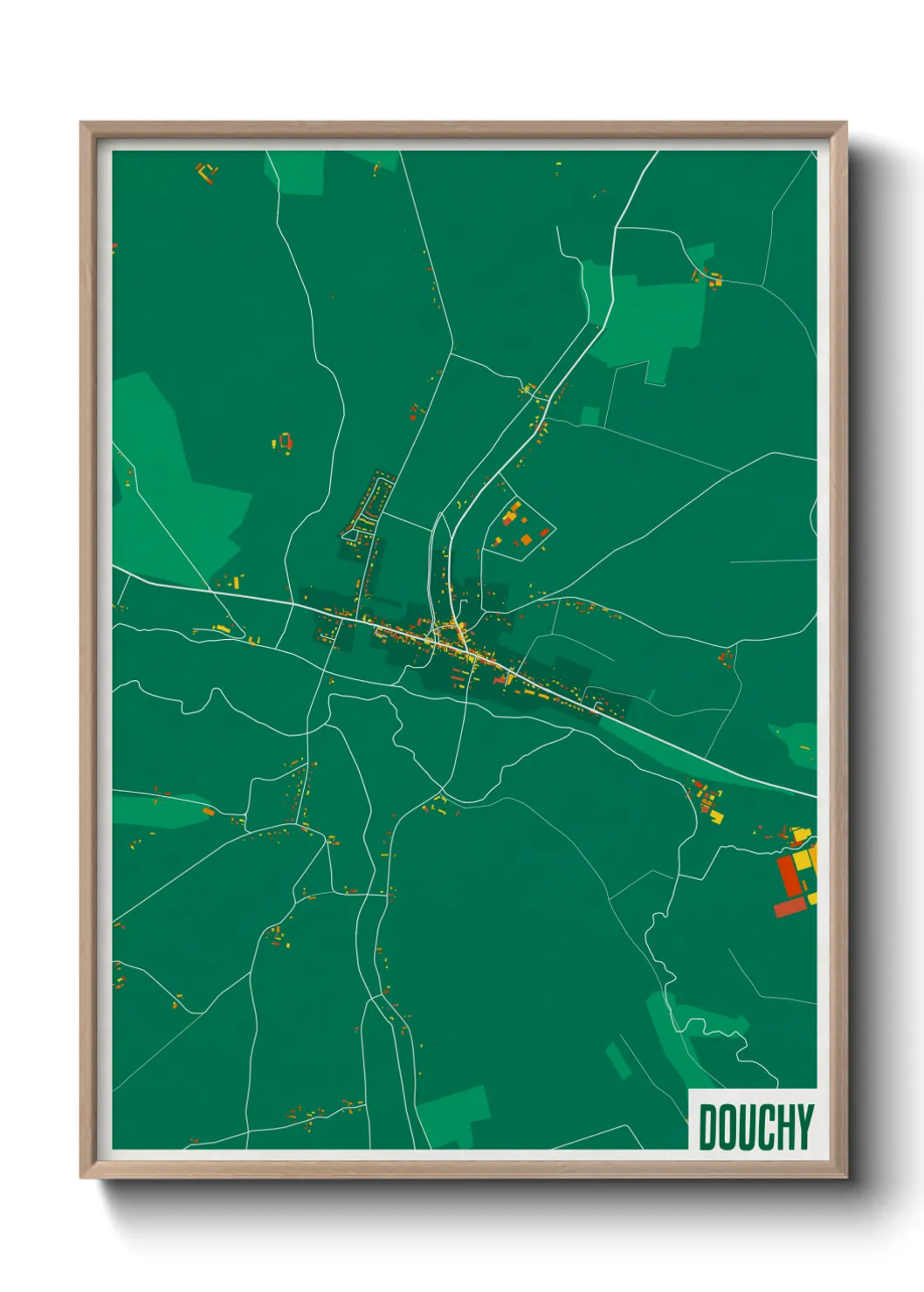 Une affiche de carte sur Douchy