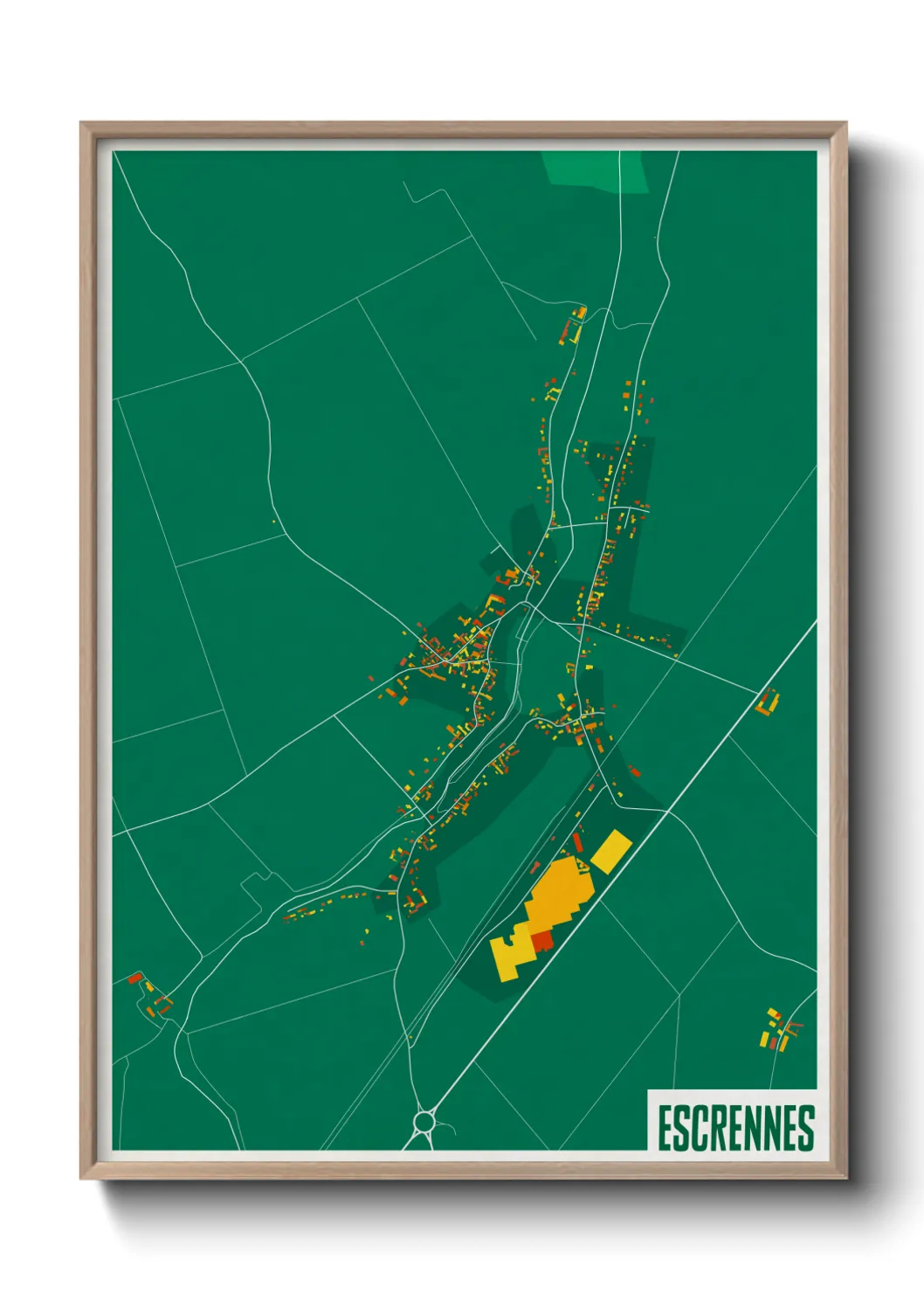 Une affiche de carte sur Escrennes