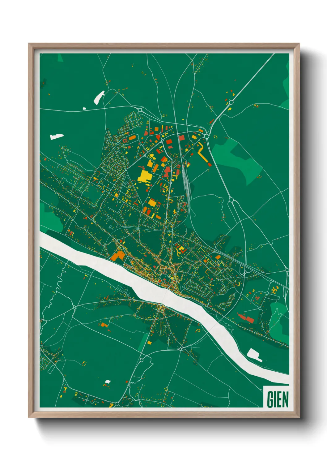Une affiche de carte sur Gien