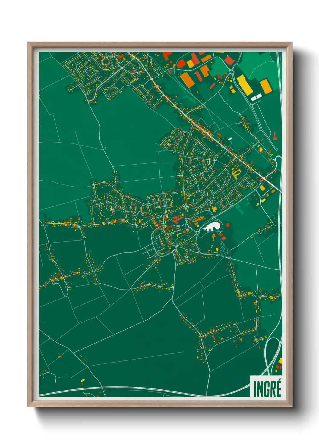 Une affiche de carte sur Ingré
