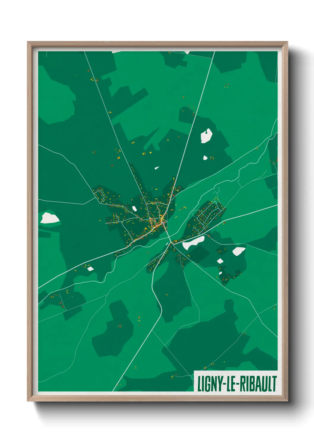 Une affiche de carte sur Ligny-le-Ribault