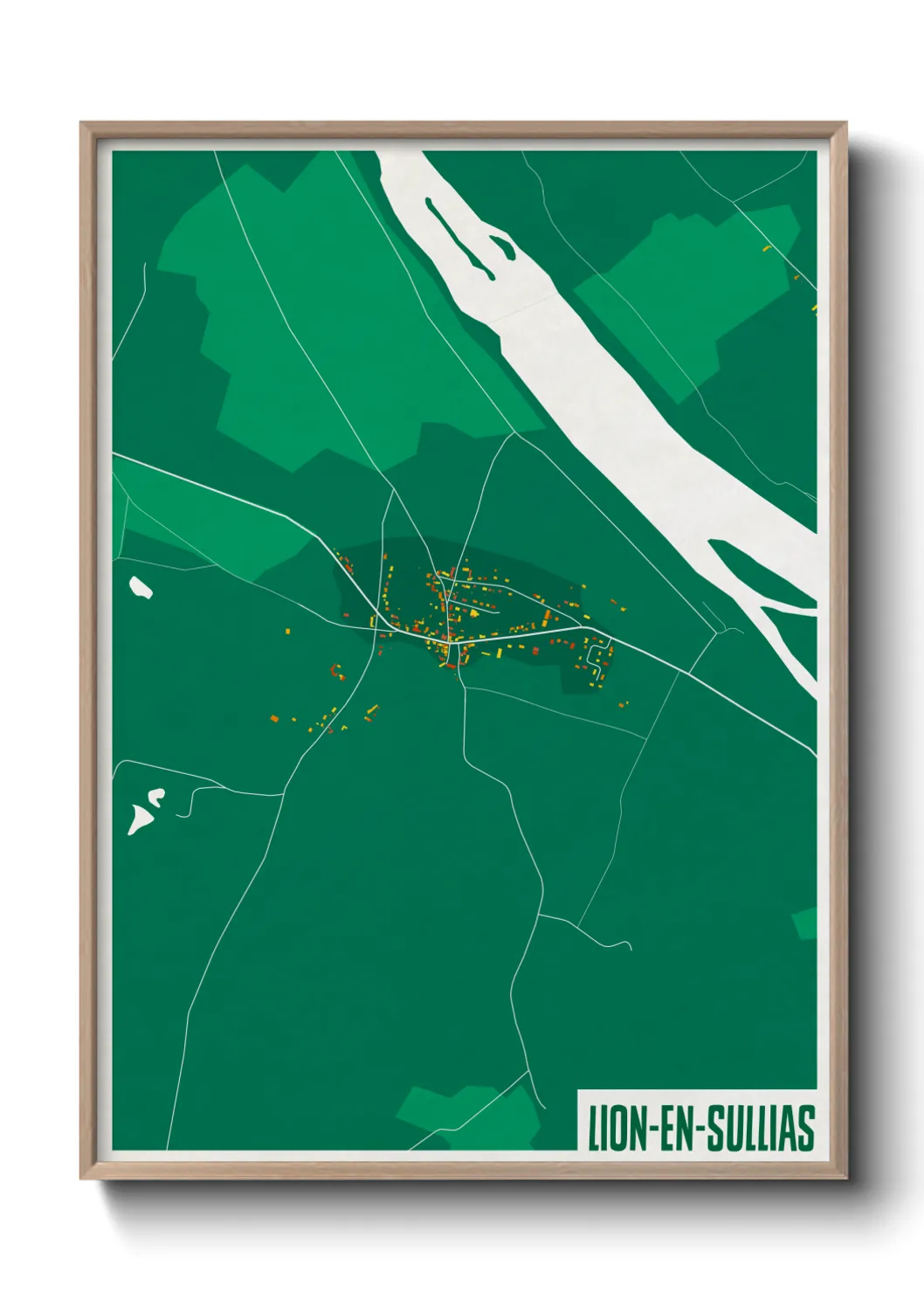 Une affiche de carte sur Lion-en-Sullias