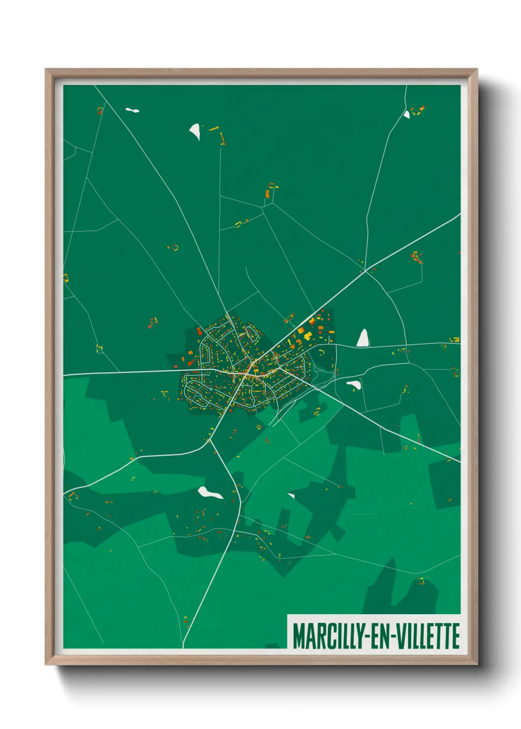 Une affiche de carte sur Marcilly-en-Villette
