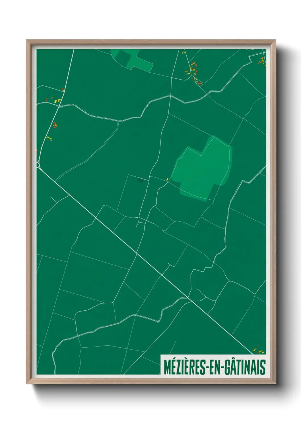 Une affiche de carte sur Mézières-en-Gâtinais