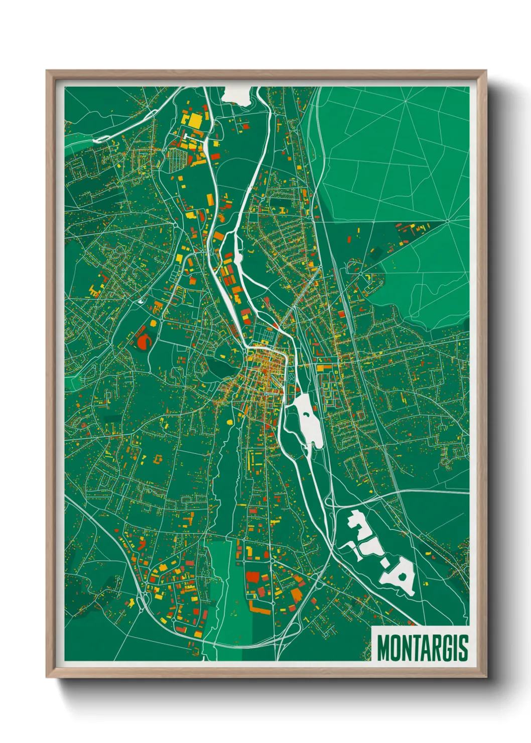 Une affiche de carte sur Montargis