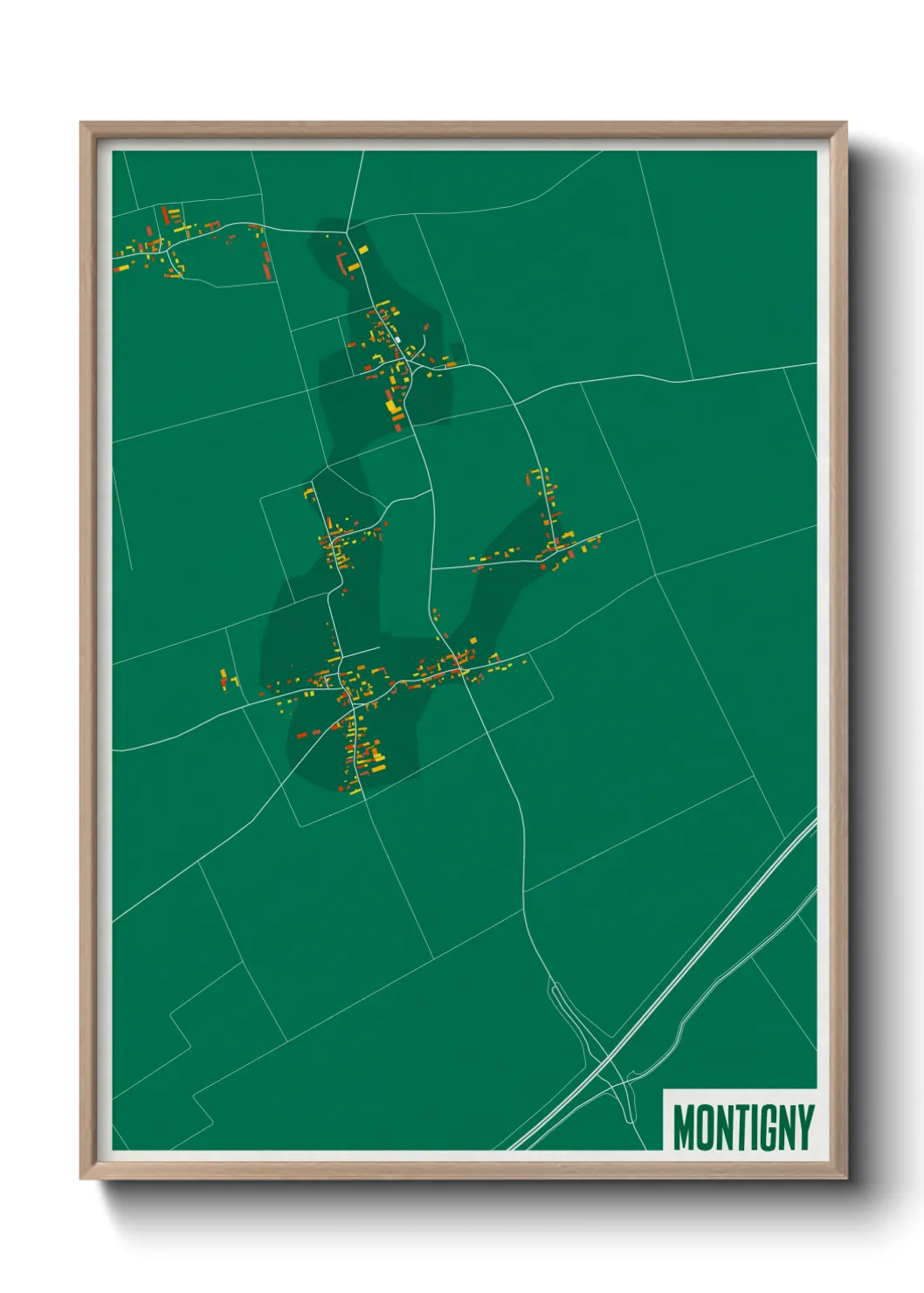 Une affiche de carte sur Montigny