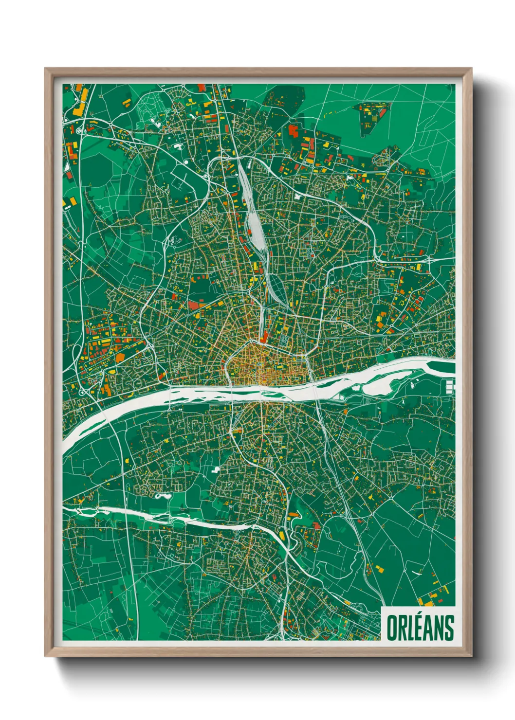 Une affiche de carte sur Orléans