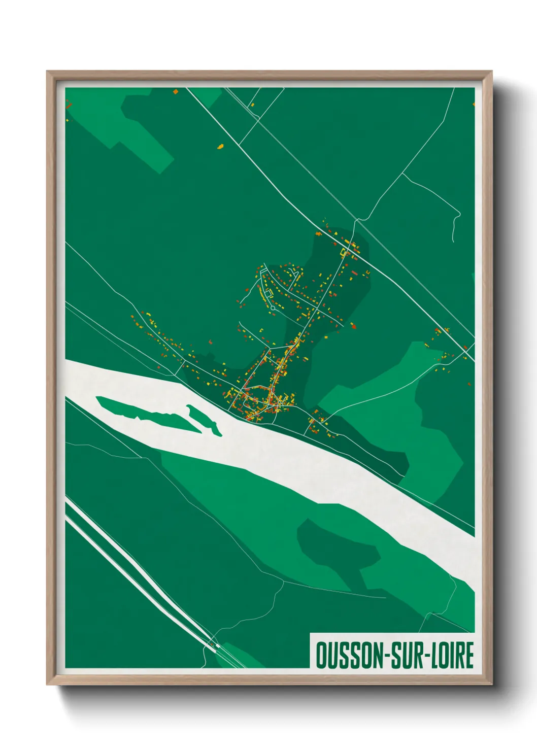 Une affiche de carte sur Ousson-sur-Loire