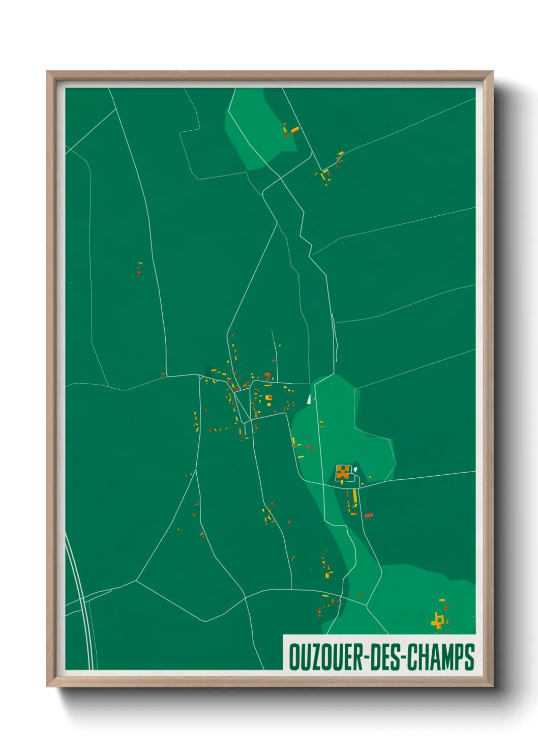 Une affiche de carte sur Ouzouer-des-Champs