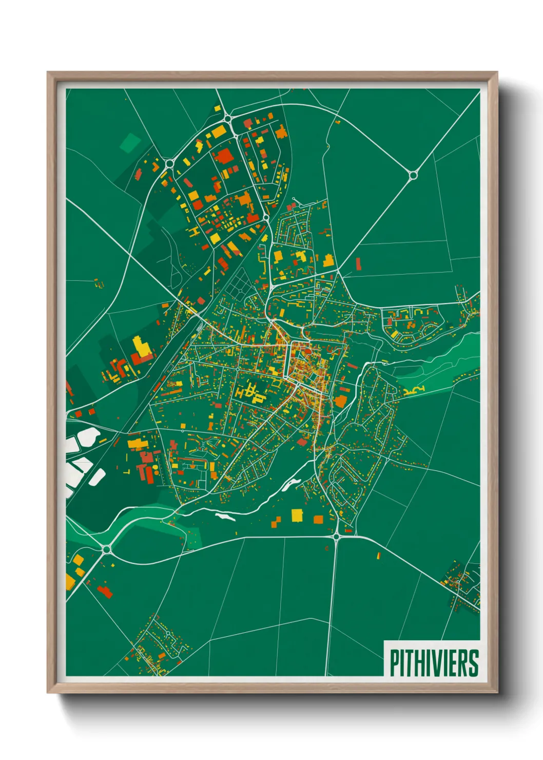 Une affiche de carte sur Pithiviers