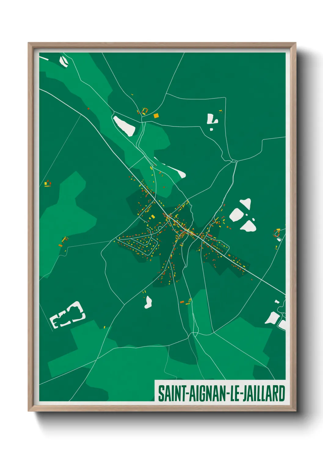 Une affiche de carte sur Saint-Aignan-le-Jaillard