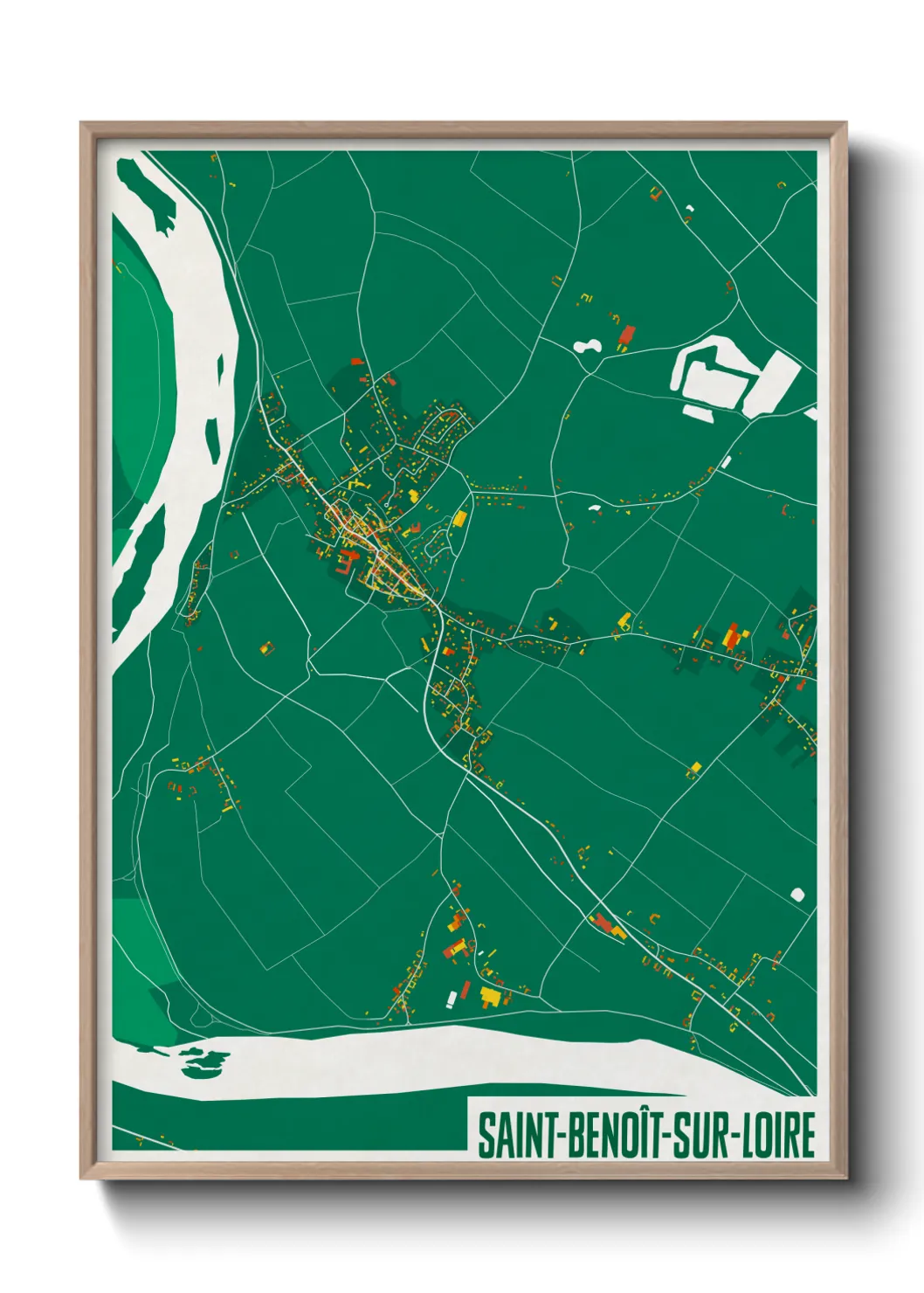 Une affiche de carte sur Saint-Benoît-sur-Loire