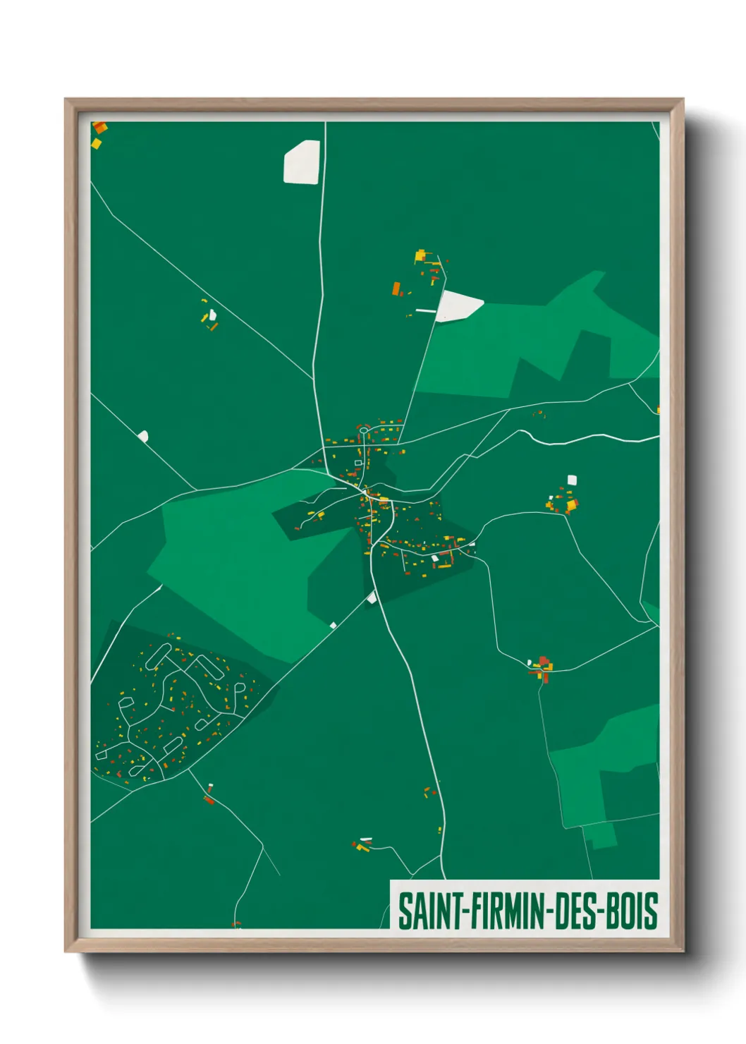 Une affiche de carte sur Saint-Firmin-des-Bois