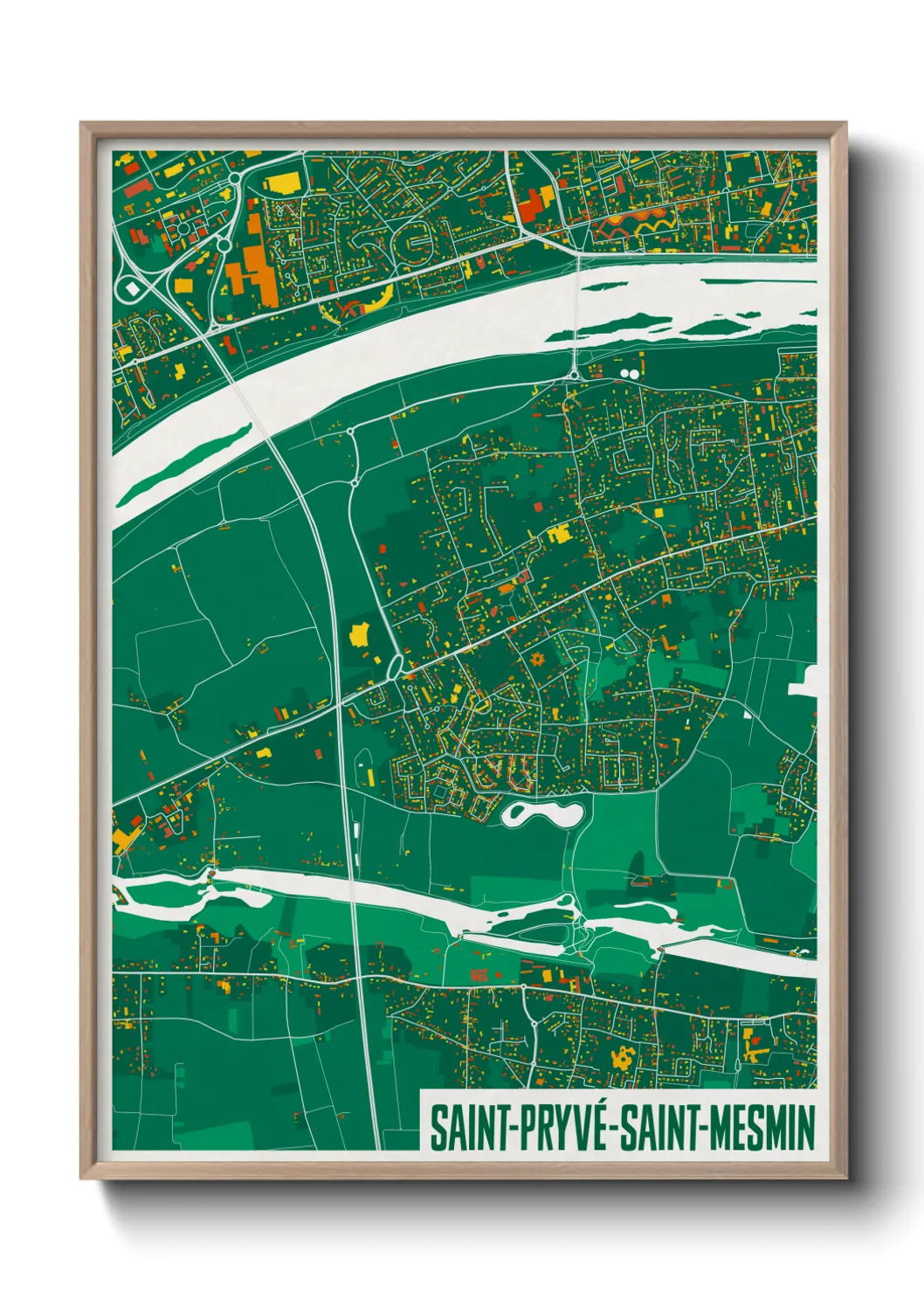Une affiche de carte sur Saint-Pryvé-Saint-Mesmin