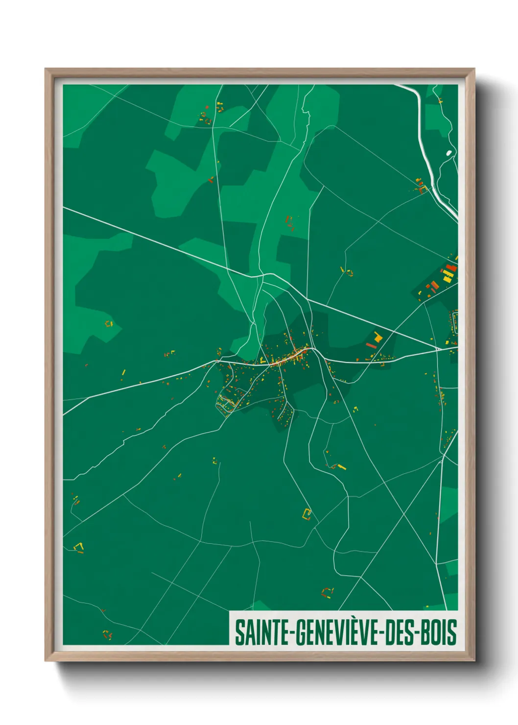 Une affiche de carte sur Sainte-Geneviève-des-Bois