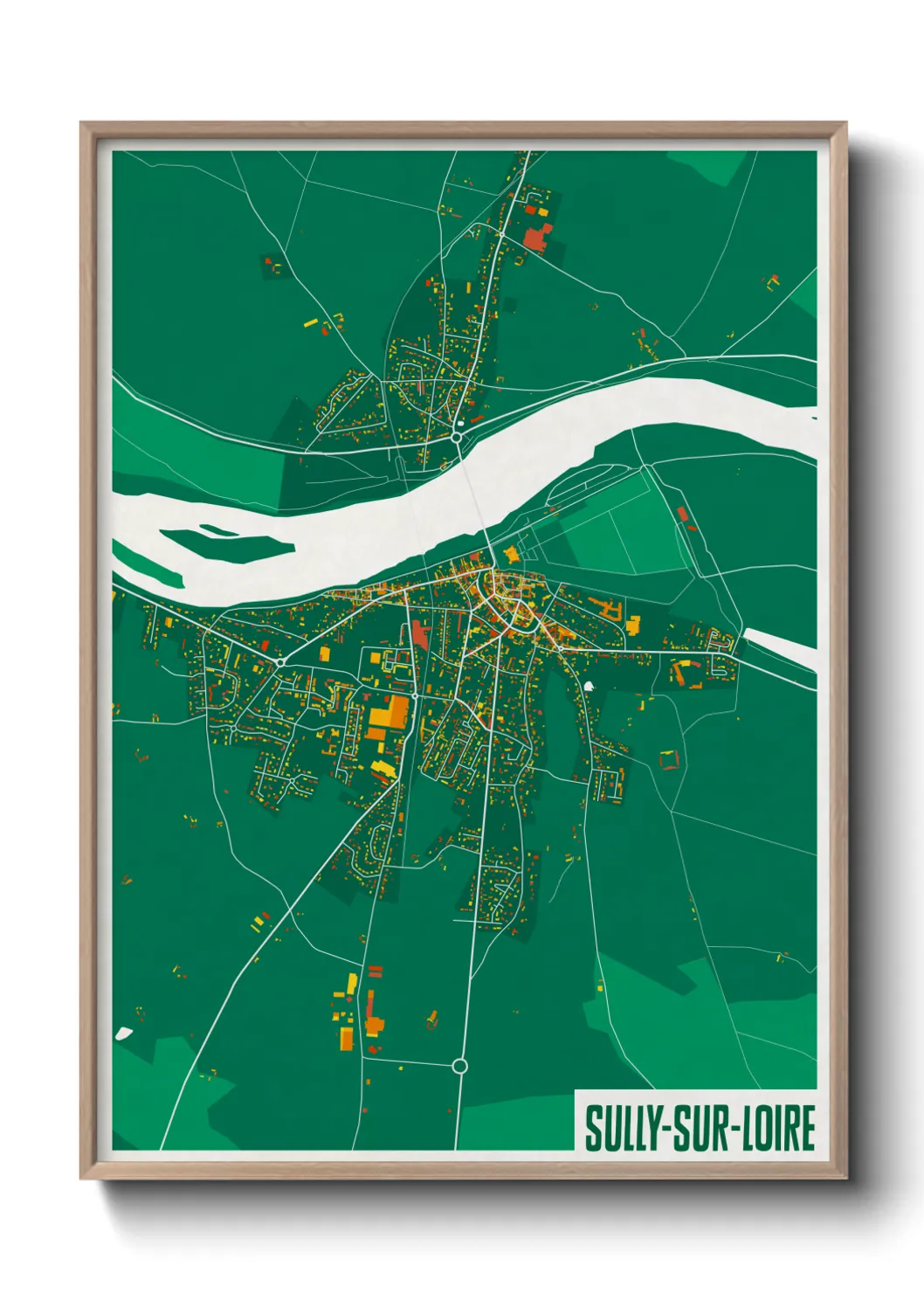 Une affiche de carte sur Sully-sur-Loire