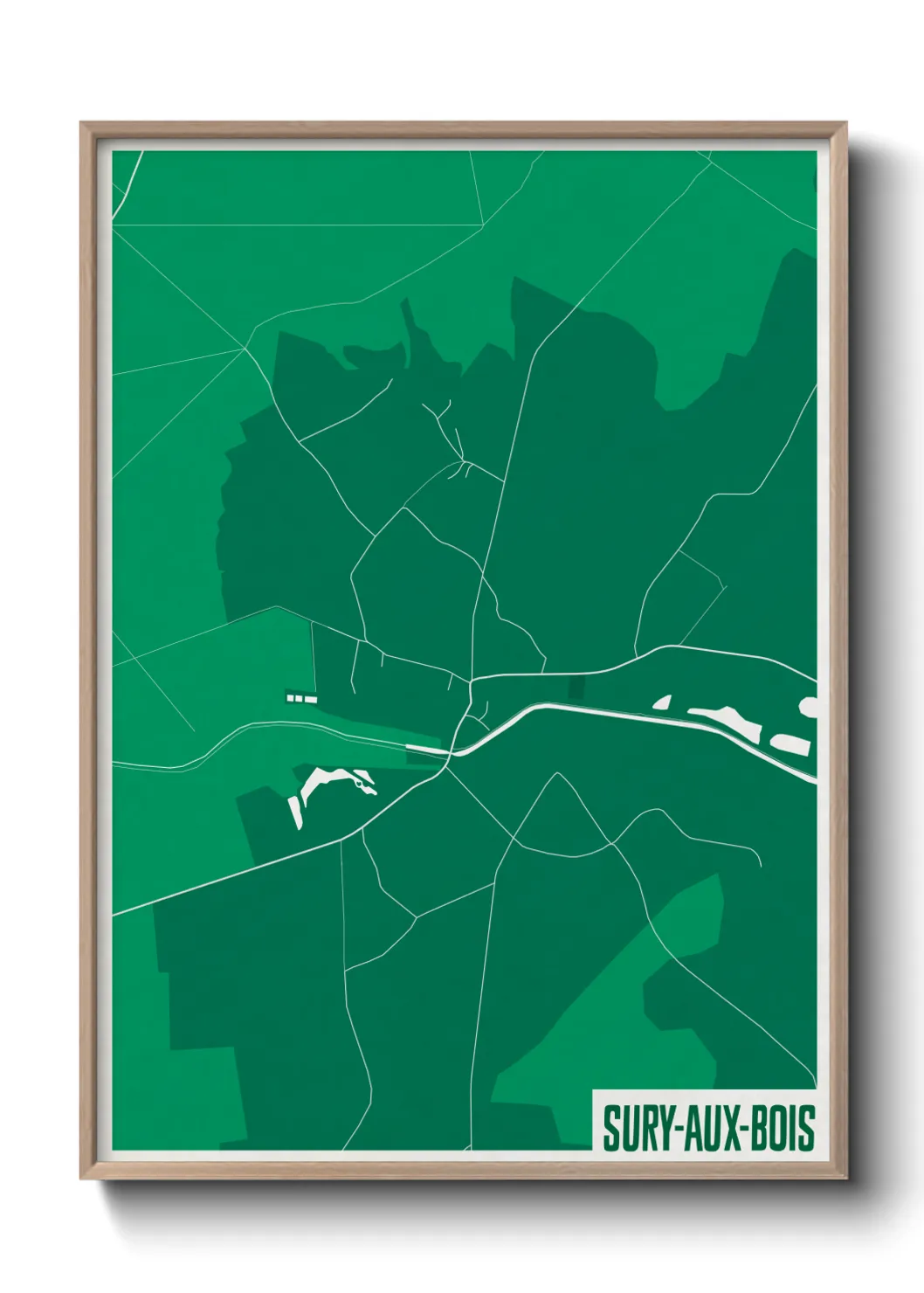 Une affiche de carte sur Sury-aux-Bois