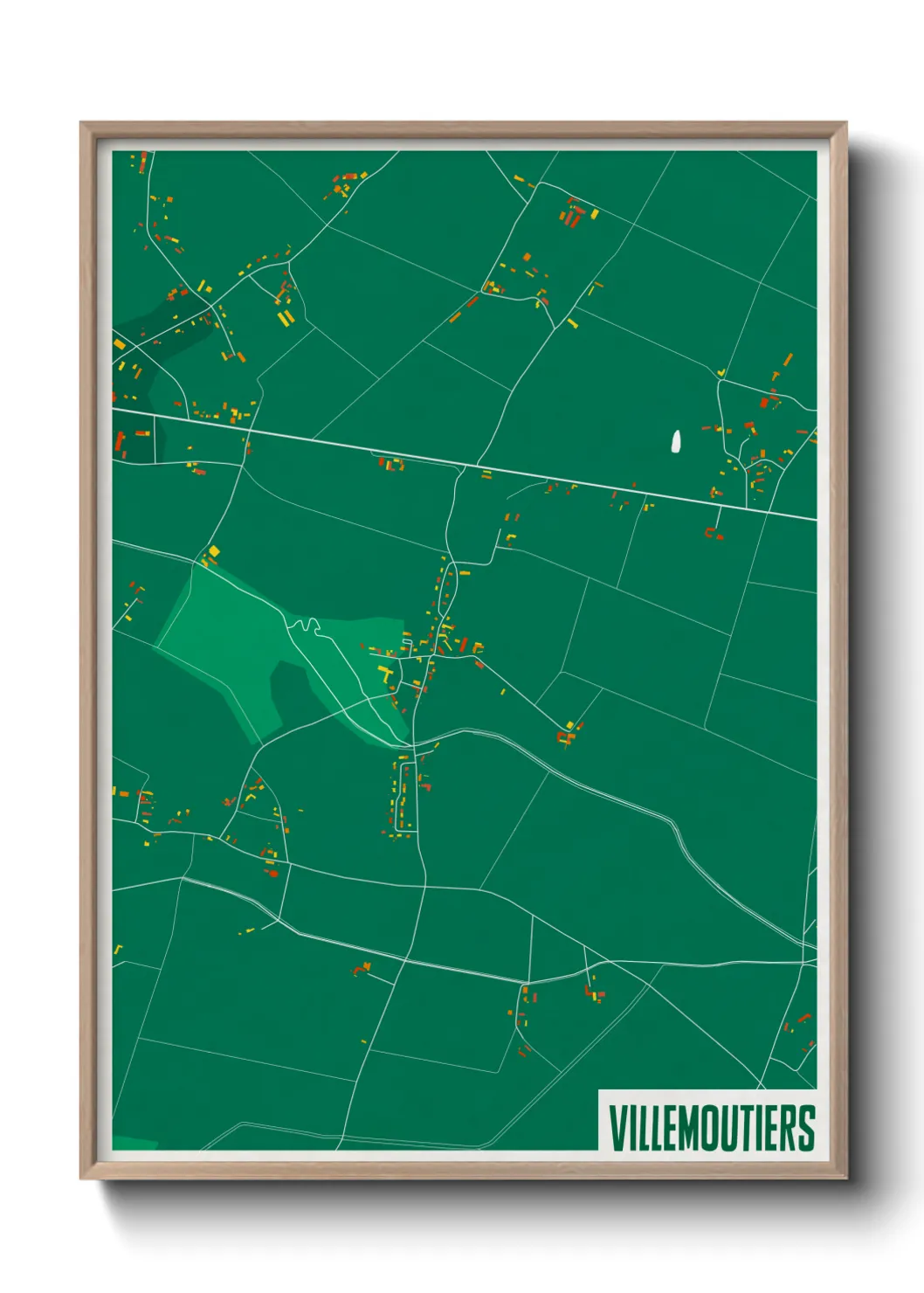 Une affiche de carte sur Villemoutiers