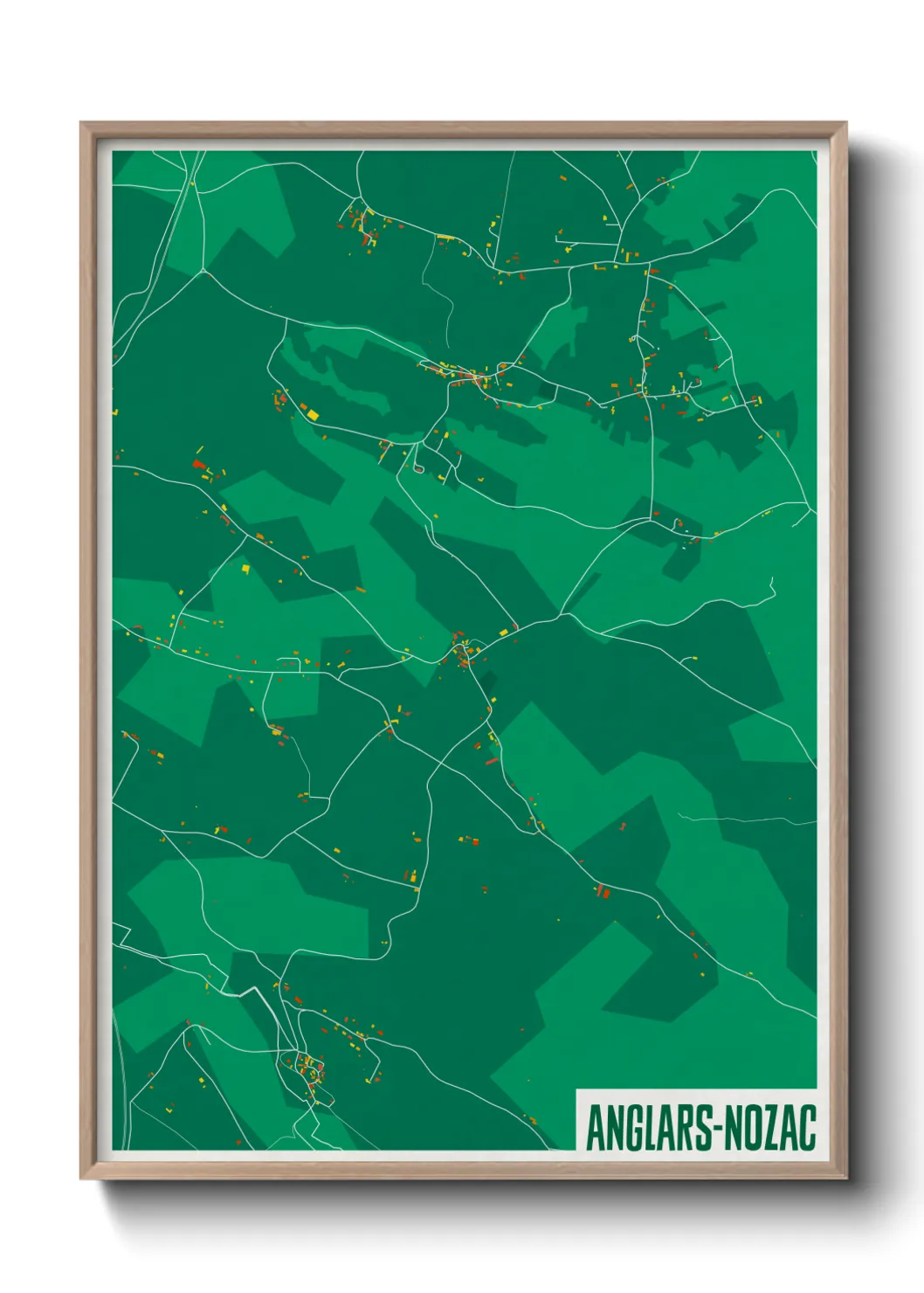 Une affiche de carte sur Anglars-Nozac