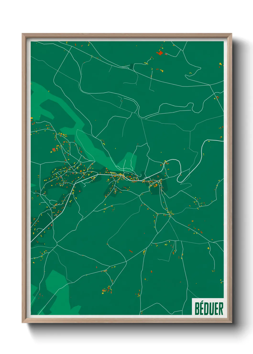 Une affiche de carte sur Béduer