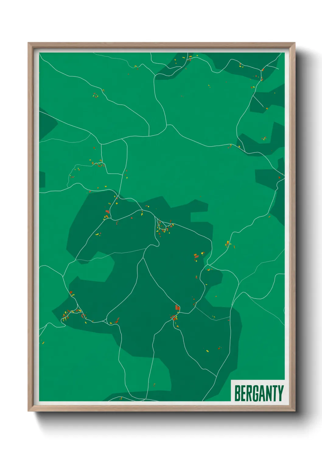 Une affiche de carte sur Berganty